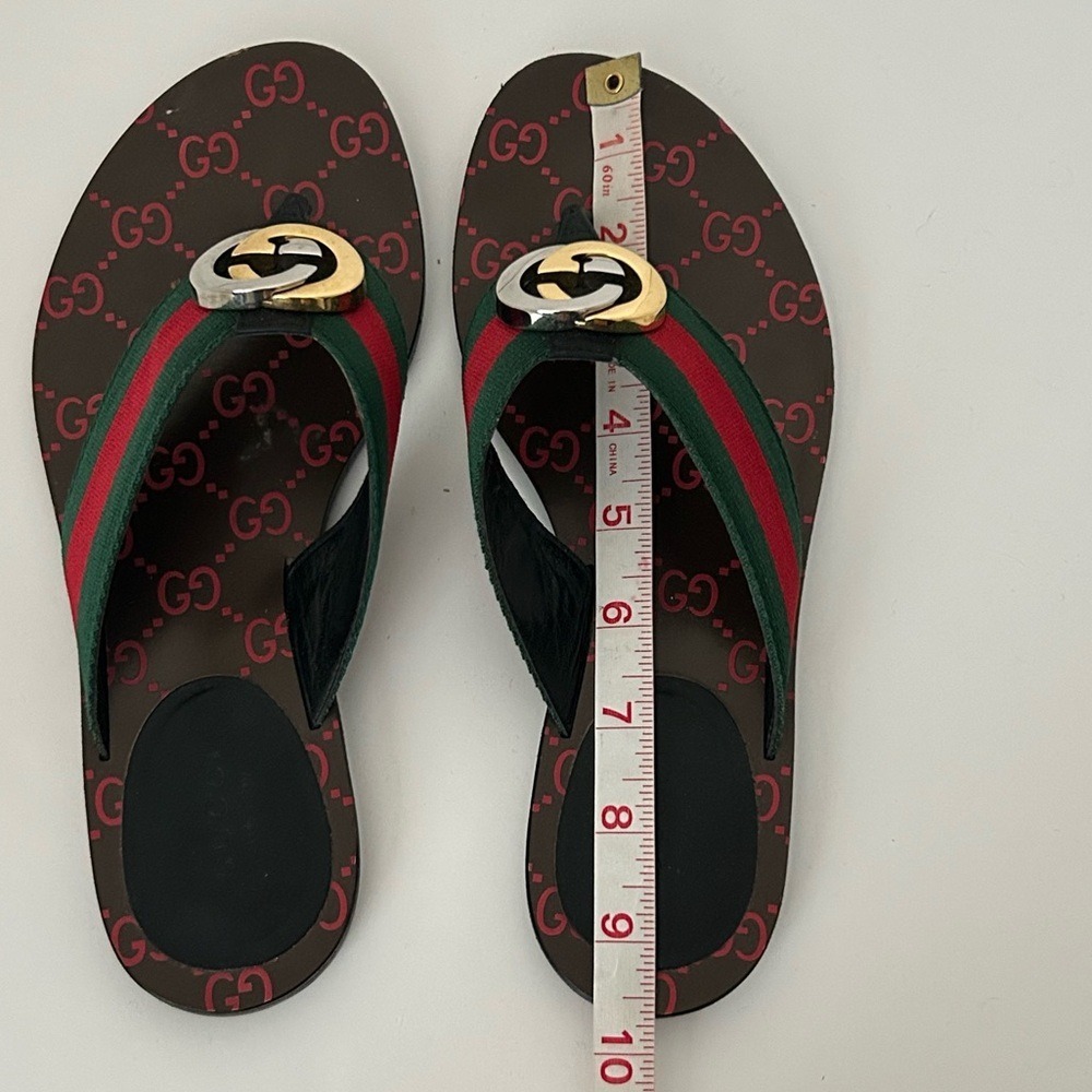 Gucci Kika Red Interlocking GG Thong Flip Flop Flat Sandals Size It 37.5 - Picture 7 of 7